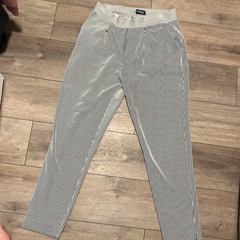 Small Express black white striped ankle mid rise pants